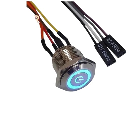12mm 16mm 19mm PC -Netzschalter -Metallknopf mit 50 cm Leitung für Computerhülle Start starten Sie LED -kompatibel mit Standard -ATX -Netzteilversorgung(Spannung: 16 mm blau LED) von RCGtnnesa