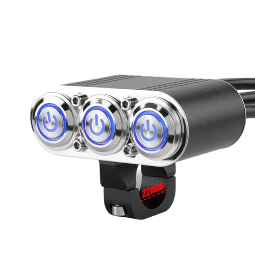 22 mm Motorrad -Lenkschalter mit blauen LED -Tasten, kompatibel mit Scooter -Dirt -Fahrrad und benutzerdefinierten Fahrrädern, die Action -Scheinwerfer für die Steuerung abklemmen(1pc 3 Tasten) von RCGtnnesa