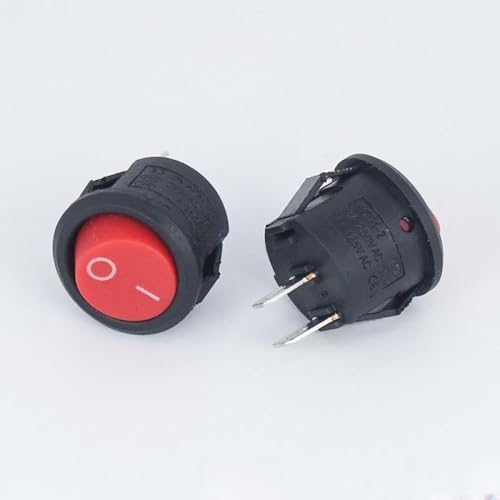 5pcs KCD1-106S 2 Position 2 Pin Schiffschalter 16,5 mm Außendurchmesser 6A250V-Netzschalter Rot weiß schwarz kompatibel mit verschiedenen Geräten(Rot) von RCGtnnesa