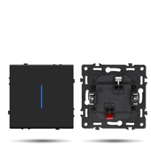 Button Switch -Modul der BSEED E -Serie mit USB -Portwandmontage Lichtschalter Kunststoffrahmenkombination kompatibel mit Telefonladegerät und elektrischen Sockeln Schwarz(1Gang 1way -LED -Teil) von RCGtnnesa