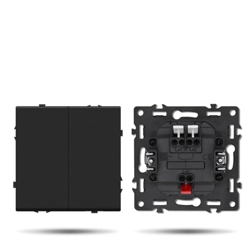 Button Switch -Modul der BSEED E -Serie mit USB -Portwandmontage Lichtschalter Kunststoffrahmenkombination kompatibel mit Telefonladegerät und elektrischen Sockeln Schwarz(2gang 1way Teil) von RCGtnnesa