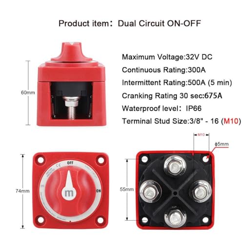M-Serie Marine Boat Isolator Trennschalter 12-48 V 100-300A Schwerdetition 2 3 4 Position Schnitt einzelner Dualmasse, das mit marinen elektrischen Systemen kompatibel ist(Doppelkreis) von RCGtnnesa