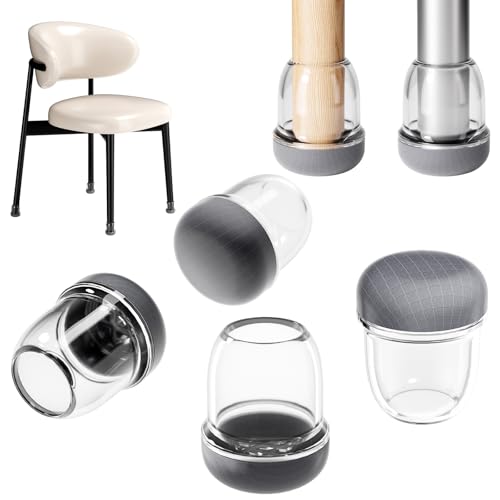 24 Stück Stuhlbeinkappen Rund, Stuhlbeinschoner Silikon Transparent, Chair Leg Floor Protectors, Gleiter für Hartholzböden, Verhindert Kratzer im Boden, geringeres Rauschen 13-20mm von RCHYFEED