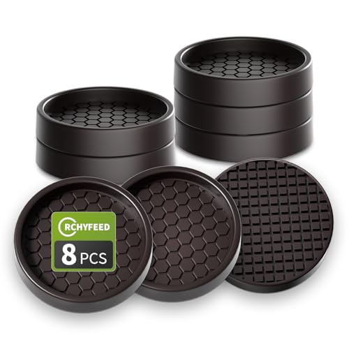 RCHYFEED Füße Protector Pad, 8 Stück Möbelgleiter 5cm, Antirutsch Pads für Möbelrollen, Ideal Anti-rutsch Gummi, Ideal für Fliesenböden, Antirutschpads für Möbel & Gegenstände (Braun Rund) von RCHYFEED