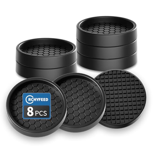 RCHYFEED Füße Protector Pad, 8 Stück Möbelgleiter 5cm, Antirutsch Pads für Möbelrollen, Ideal Anti-rutsch Gummi, Ideal für Fliesenböden, Antirutschpads für Möbel & Gegenstände (Schwarz Rund) von RCHYFEED
