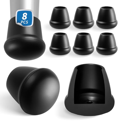 RCHYFEED 8Pcs Silikon-Stuhlbeinkappen Bodenschutz 0,75 Zoll, Schwarze Stuhlbeinabdeckungen, rutschfeste Möbelkappen, Gummi-Möbelbeinkappen Tassenabdeckung zum Schutz des Hartholzbodens vor Kratzern von RCHYFEED