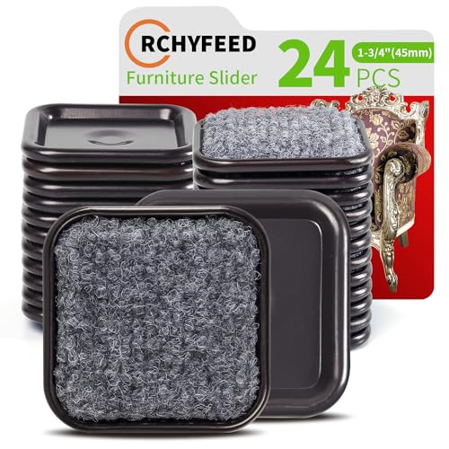 RCHYFEED Wiederverwendbare Möbelgleiter, 24 Stück Möbelgleiter für Hartholzböden, Stuhlbein-Bodenschutz, 45mm Multi-Surface Möbelgleiter für Teppich (Quadratisch) von RCHYFEED