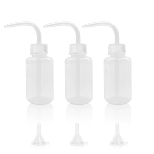 3 Stück Spritzflasche 150ml mit 3 Trichtern，Waschen Flasche Kunststoff Flasche für Laborflasche Pflanzenbewässerung Squeeze Flasche Spritzflasche von RCIDOS