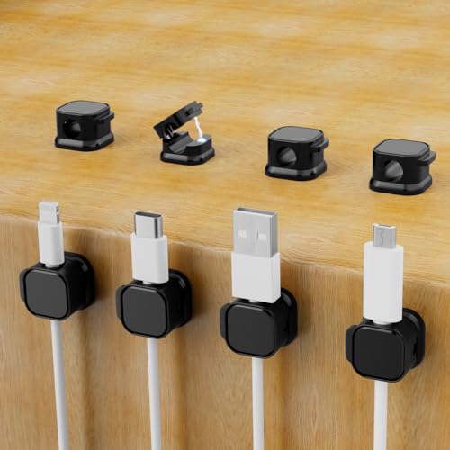 8 Stück Kabelhalter Kabelclips Selbstklebende Kabelclips Kabel Organizer für Schreibtisch,HDMI, USB, Audiokabel,Nachttisch, Ladekabeln,（Schwarz） von RCIDOS