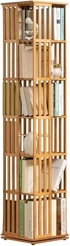 RCJCQSR 360 drehbares Bücherregal aus Bambus, Aufbewahrungsregal, Standregale mit offenem Design, Regal für Wohnzimmer, Arbeitszimmer, Büro von RCJCQSR
