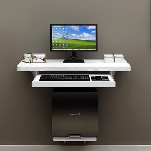 RCJCQSR Schwebender Computertisch, Wandtisch, tragbarer Laptop-Schreibtisch, Arbeitszimmer, Schreibtisch mit Hauptrahmen und verstellbarer Tastaturablage (Größe: 100 cm) von RCJCQSR