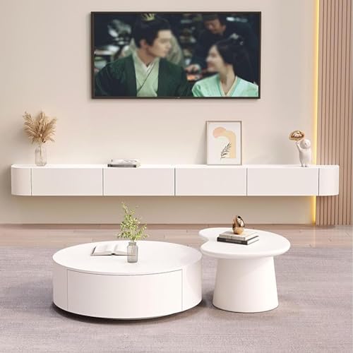RCJCQSR Schwebender TV-Ständer zur Wandmontage, TV-Schrank, Aufbewahrungskomponentenregale, Medienkonsole, mit Kabellöchern, für Wohnzimmer, Schlafzimmer (Größe: 160 cm) von RCJCQSR