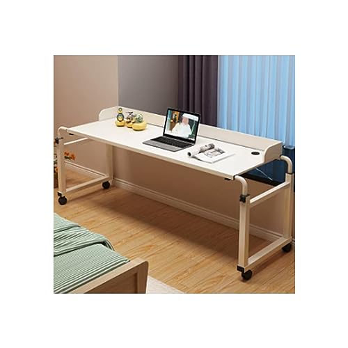 RCJCQSR Überbetttisch Mit Rollen Computertisch Höhenverstellbar 65-95cm Schreibtisch PC Tisch über Bett Computertisch Mobile Laptop Notebookständer Für Schlafzimmer/Krankenhaus(Color:Weiß) von RCJCQSR