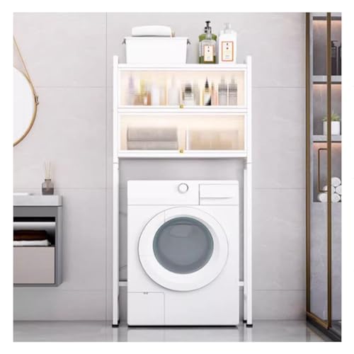 RCJCQSR Waschmaschinenrega Ohne Bohren 3 Ebenen Badezimmerregal, Badezimmerschrank Waschmaschinenschrank Überbauschrank, Platzsparendes, Multifunktional(Color:Weiß) von RCJCQSR