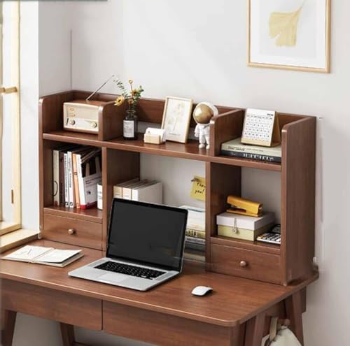Schreibtisch-Bücherregal mit 2 Etagen für Computertisch, Holz-Schreibtischregal, Organizer, Mehrzweck-Schreibtisch-Aufbewahrung, Bücherregal mit Schubladen, Schreibtischregale, Aufbewahrung für von RCJCQSR