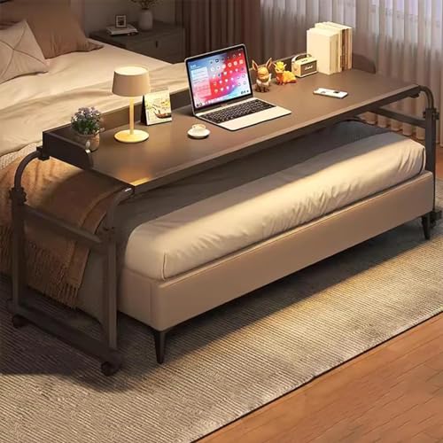 Überbetttisch Mit Rollen Pflegetisch Auf Rollen Mobilitätstisch über Dem Bett, Höhenverstellbar 65-95cm Schreibtisch PC Tisch über Bett Computertisch, Für Wohnzimmer, Schlafzimmer(Color:Schwarz) von RCJCQSR