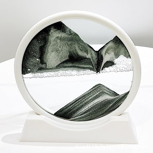 RCQD Sandbilder zum Drehen 3D Sanduhr - Sandbild Geschenke Sanduhr Deko 3d sanduhr tiefsee-sandlandschaft Aesthetic für Büro Wohnzimmer Schreibtisch Erwachsene Kinder (Schwarz, 7'') von RCQD