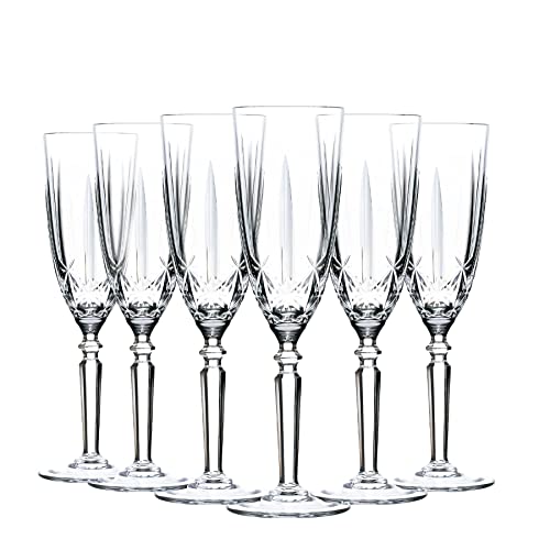 RCR Crystal Orchester Geschnittener Glas Champagner -Flütenglüserset - 200ml - Pack Von 6 von RCR