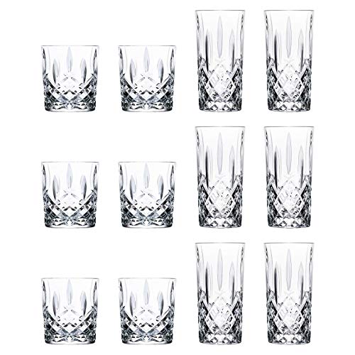 RCR Crystal Orchester Geschnittener Glas Whiskey -Trinkgläser Und Highball -Cocktailgläser - 340ml, 396ml - 12pc Set von RCR