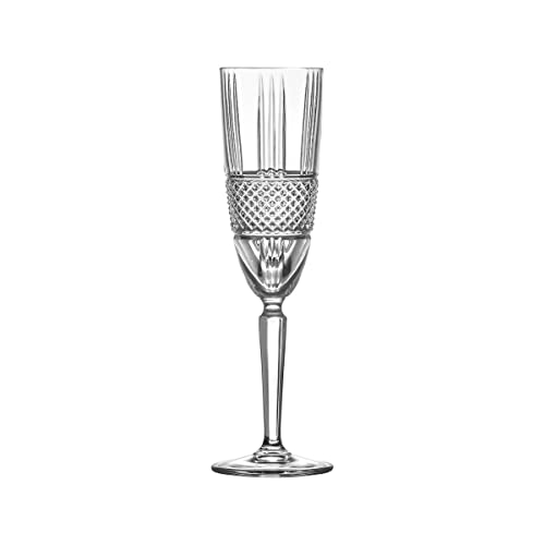 RCR 26968020006 Brillante Kristallglas Champagnerflöten/Gläser, 185 ml, Set mit 6 Stück, spülmaschinenfest, ideal für Brautpaar oder Neuzugewöster, perfekt für Champagner, Sekt, Hochzeitsflöten/Toast von RCR