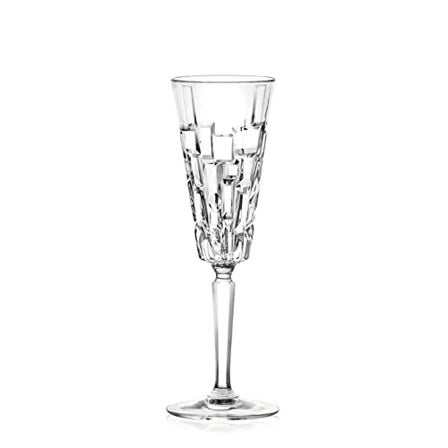 RCR 27437020006 Etna Champagne Flute - Set of 6, 190 ml, Luxion Crystal Glassware, Dishwasher Safe, Champagne Toasting Glasses, Ideal for New Homeowners or Dinner Parties, Celebration Glasses von RCR