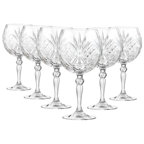 RCR 6X 650ml Melodia Gin-Gläser - Groß Langer Stiel Schüsselförmig G&T Cocktail Trinken Copa Tonic Glas Geschenkset Crystal von RCR