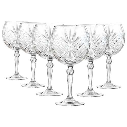6x 650ml Melodia Gin-Gläser - Groß Langer Stiel Schüsselförmig G&T Cocktail Trinken Copa Tonic Glas Geschenkset - Von RCR Crystal von RCR