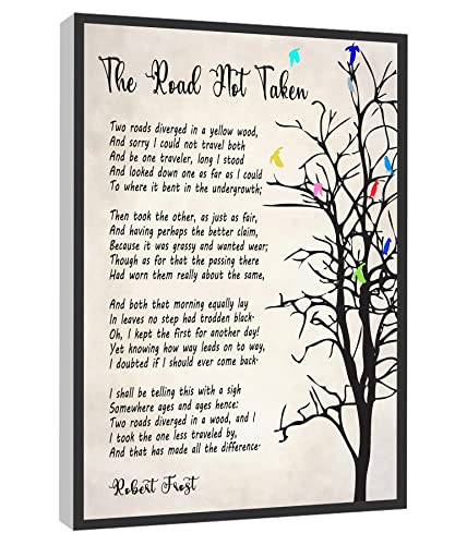 Robert Frost Gedicht, Wandkunst "The Road Not Takes", Poster, minimalistischer Kunstdruck, Leinwand, für Zuhause, Büro, gerahmt, fertig zum Aufhängen, 20,3 x 30,5 cm von RCVTVPV