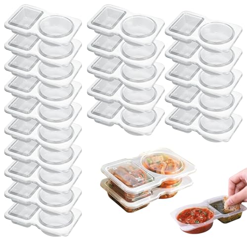 RCYHCY 10 Stück Aufbewahrungsdosen mit Deckel, Kleine Dosen mit Deckel Plastik, Mikrowellengeeignet, Auslaufsichere Saucenbecher, Dressingbecher, für Soßen Dips Gewürze von RCYHCY
