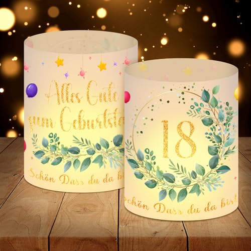12 Windlicht Tischdeko 18 Geburtstag, 18 Jahre Happy Birthday Tischdeko, Geschenke zum 18 Geburtstag Mädchen Jungen, Geeignet für Teelichter oder Kerzen mit Schön DASS Du Da Bist und Eukalyptus 12 Windlicht Tischdeko 18 Geburtstag, 18 Jahre Happy Birthday Tischdeko, Geschenke zum 18 Geburtstag Mädchen Jungen, Geeignet für Teelichter oder Kerzen mit Schön DASS Du Da Bist und Eukalyptus von RCYHCY