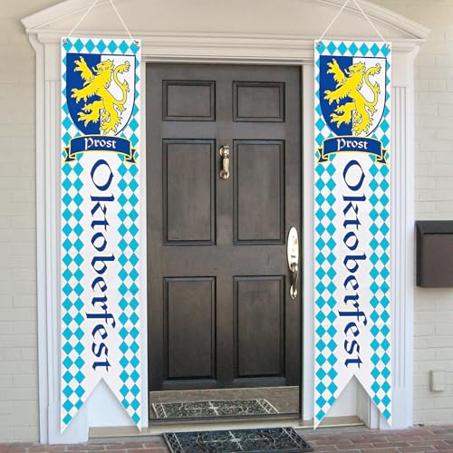 2 Stück Oktoberfest Deko Banner, Bierfest Dekoration Set, Bayerische Fahnen für Oktoberfestparty Indoor Outdoor Hängende Dekoration von RCYHCY