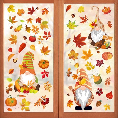 93 Stück Fensterbilder Herbst, Thanksgiving Herbstdeko Fenster Aufkleber, Selbstklebend herbstdeko fenster, Erntedankfest Fensterbilder, für Thanksgiving Herbst Deko von RCYHCY