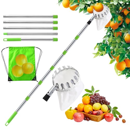 RCYHCY 2M Obstpflücker mit Teleskopstiel, Apfelpflücker Diameter 16 cm, Obstpflücker für Kirschen mit Baumwollbeutel, Pflaumenpflücker mit Teleskopstiel, Kirschenpflücker für Haus, Obstgarten, Garten RCYHCY 2M Obstpflücker mit Teleskopstiel, Apfelpflücker Diameter 16 cm, Obstpflücker für Kirschen mit Baumwollbeutel, Pflaumenpflücker mit Teleskopstiel, Kirschenpflücker für Haus, Obstgarten, Garten von RCYHCY