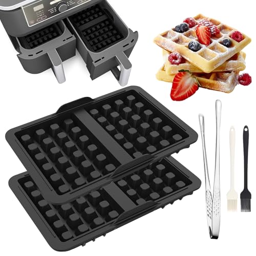 2 Stück Ninja Heißluftfritteuse Zubehör, Waffeleinsatz Ninja Airfryer Zubehör Kompatibel mit Ninja AF300EU, AF400EU, AF451EU, SL400EU, AF500DE, Belgische Waffeleisen Silikon Zubehör von RCYHCY