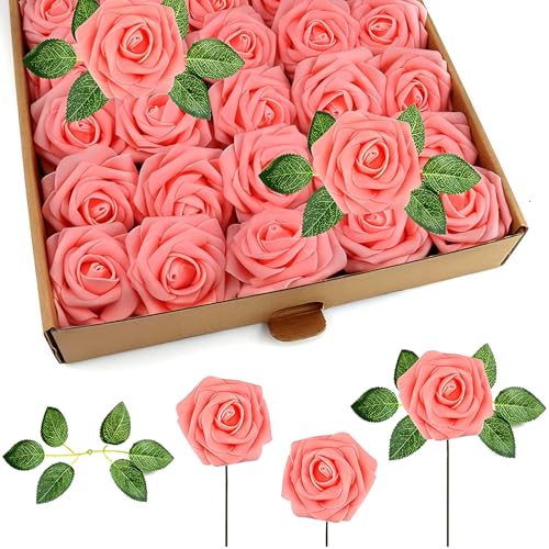 RCZ Décor Künstliche Rouge-Schaumrosen mit Stielen und Blättern, 50 Stück, perfekt für Hochzeits-Mittelstücke, Event-Dekoration, DIY-Blumensträuße und mehr RCZ Décor Künstliche Rouge-Schaumrosen mit Stielen und Blättern, 50 Stück, perfekt für Hochzeits-Mittelstücke, Event-Dekoration, DIY-Blumensträuße und mehr von RCZ Décor