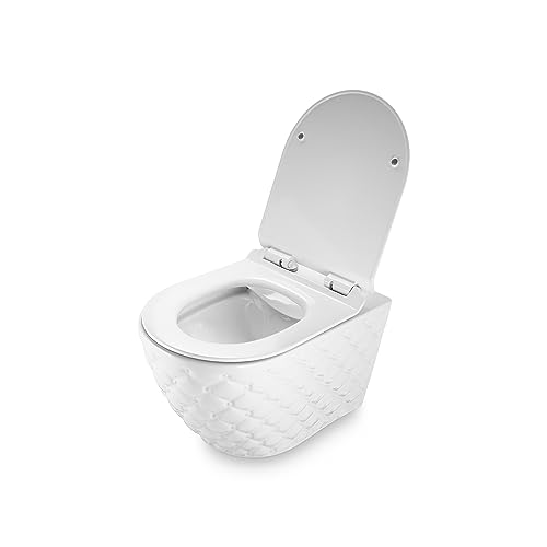 RD Luxury Spülrandloses Wand-WC Weiß – Hänge-Toilette aus Keramik mit Softclose WC-Sitz Absenkautomatik, Schallschutz & Komplettset von RD Luxury