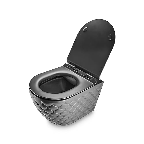 RD Luxury Spülrandloses Hänge-WC Grau Matt – Wandtoilette aus Keramik mit Softclose WC-Sitz, Schallschutz & Komplettset RD Luxury Spülrandloses Hänge-WC Grau Matt – Wandtoilette aus Keramik mit Softclose WC-Sitz, Schallschutz & Komplettset von RD Luxury