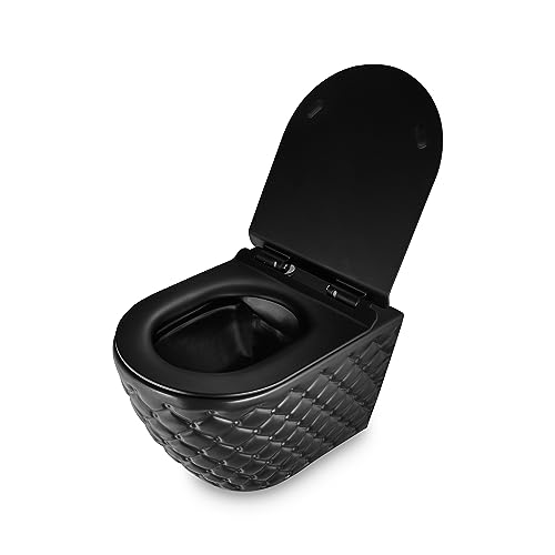 RD Luxury Spülrandloses Hänge-WC Schwarz Matt – Wandtoilette aus Keramik mit Softclose WC-Sitz, Schallschutz & Komplettset RD Luxury Spülrandloses Hänge-WC Schwarz Matt – Wandtoilette aus Keramik mit Softclose WC-Sitz, Schallschutz & Komplettset von RD Luxury