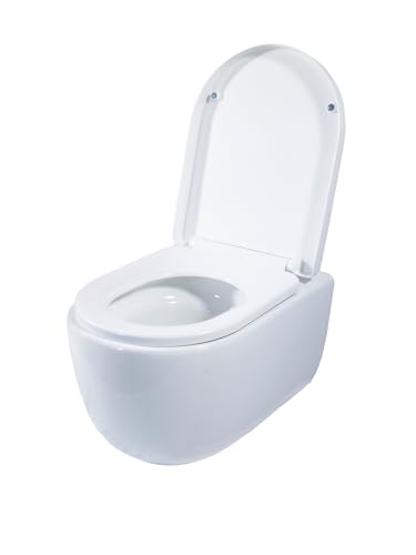 Spülrandloses Hänge-WC mit Softclose Sitz – Wand WC Tiefspüler 53 cm aus Keramik – Geräuscharm, Schallschutz, Komplettset – RD Luxury Spülrandloses Hänge-WC mit Softclose Sitz – Wand WC Tiefspüler 53 cm aus Keramik – Geräuscharm, Schallschutz, Komplettset – RD Luxury von RD Luxury
