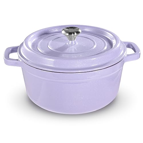 Dutch Oven Topf mit Deckel, emailliertes Gusseisen beschichtet, Dutch Oven 6QT tiefer runder Ofen, antihaftbeschichtete Pfanne mit Doppelgriff zum Schmoren, Brotbacken, Braten, Herd, Camping von RD ROYDX