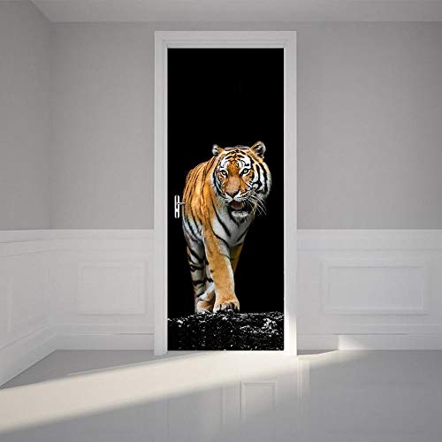 RDCHY Türtapete Selbstklebend 3D Tiger, Tier PVC Türaufkleber Türfolie Türposter Dekorfolie Fototapete Tür-Aufkleber Türbild für Kinderzimmer Küche Schlafzimmer Dekoration 88cm*200cm von RDCHY