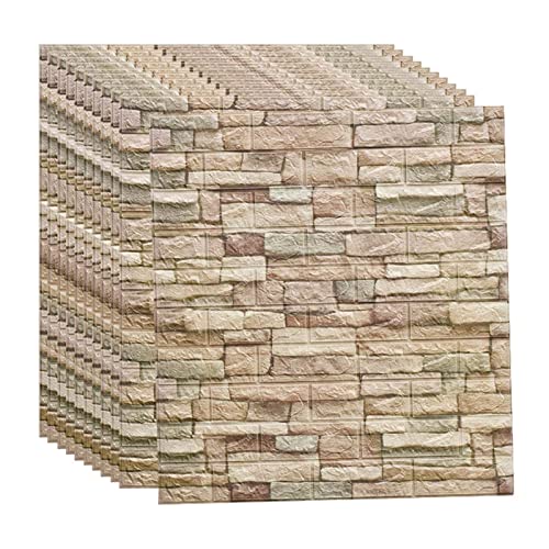 10 Stück 3D Wandpaneele For Abziehen Und Aufkleben Selbstklebende 3D-Ziegelstein-Tapete Wasserfester PE-Schaum Kunststein For Schlafzimmer Wohnzimmer Keller (Color : Natural) von RDCIRP
