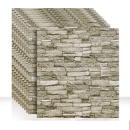 10 Stück 3D Wandpaneele For Abziehen Und Aufkleben Selbstklebende 3D-Ziegelstein-Tapete Wasserfester PE-Schaum Kunststein For Schlafzimmer Wohnzimmer Keller (Color : grau) von RDCIRP