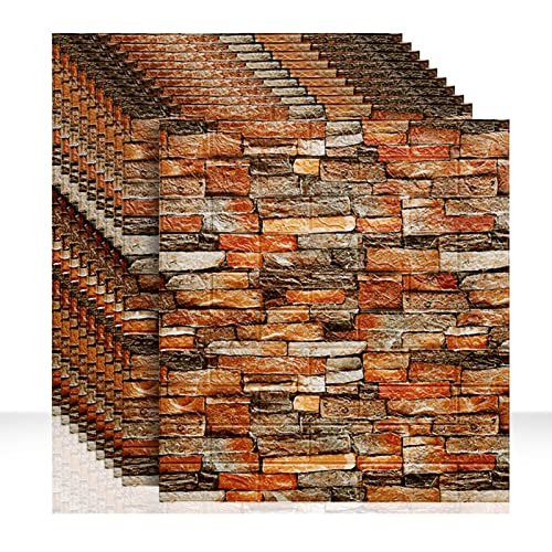 10 Stück 3D Wandpaneele For Abziehen Und Aufkleben Selbstklebende 3D-Ziegelstein-Tapete Wasserfester PE-Schaum Kunststein For Schlafzimmer Wohnzimmer Keller (Color : rot) von RDCIRP