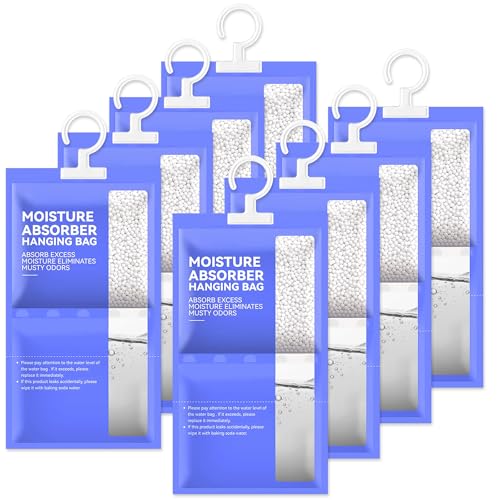 RDDAIPE Entfeuchter Schrank 8 STK X 100g(800g), Hänge-Luftentfeuchter Schrank, Kleiderschrank Feuchtigkeitsabsorber, Gegen Feuchtigkeit Anti-Schimmel Desodorierende Für Keller,Schlafzimmer,Waschräume von RDDAIPE