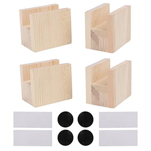 RDEXP 10x7x8,5cm Rillenbreite 4cm Holztisch Schreibtisch Bett Riser Lift Möbel Beinheber Füße Bis zu 5cm Lift Packung mit 4 von RDEXP