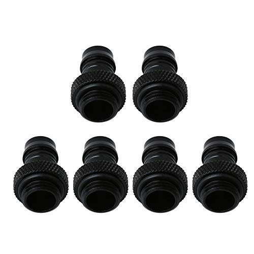 RDEXP Schwarzes Aluminium-Fittings G1 / 4-Gewinde Weicher Schlauch Barb-Anschluss für Computer Wasserkühlung BT Teilesatz 6 von RDEXP