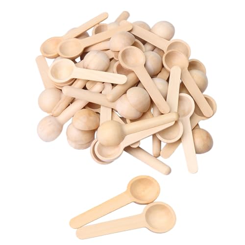 RDEXP Mini Natur Holz HOME KÜCHE KOCHEN Löffel Werkzeug mit abgeschrägtem Rand Salz Würze Honig Kaffeelöffel Set 50 Stück von RDEXP