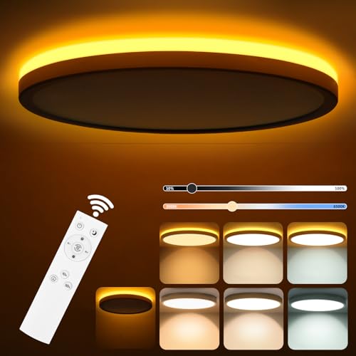 RDGOOD LED Deckenleuchte Dimmbar 24W, 2400lm LED Deckenlampe Dimmbar mit Fernbedienung 3000K-6500K, 2000K Warmweiß Nachtlicht Hinterbeleuchtung für Wohnzimmer Kinderzimmer Schlafzimmer Ø30x2.5cm RDGOOD LED Deckenleuchte Dimmbar 24W, 2400lm LED Deckenlampe Dimmbar mit Fernbedienung 3000K-6500K, 2000K Warmweiß Nachtlicht Hinterbeleuchtung für Wohnzimmer Kinderzimmer Schlafzimmer Ø30x2.5cm von RDGOOD