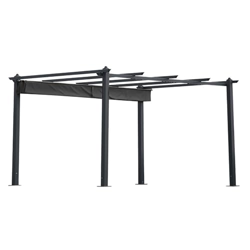 Carport – 9,8 Fuß X 14 Fuß, Robuster Carport, Unterstand for Autos Und Boote, Einziehbares Überdachungsdesign, Sonnenschutz for Den Garten Im Freien.(Black Fabric Version) von RDHMJSJAZ